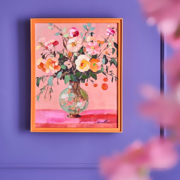 Bild Blumenvase mehrfarbig Acryl auf Leinwand 43x53 cm