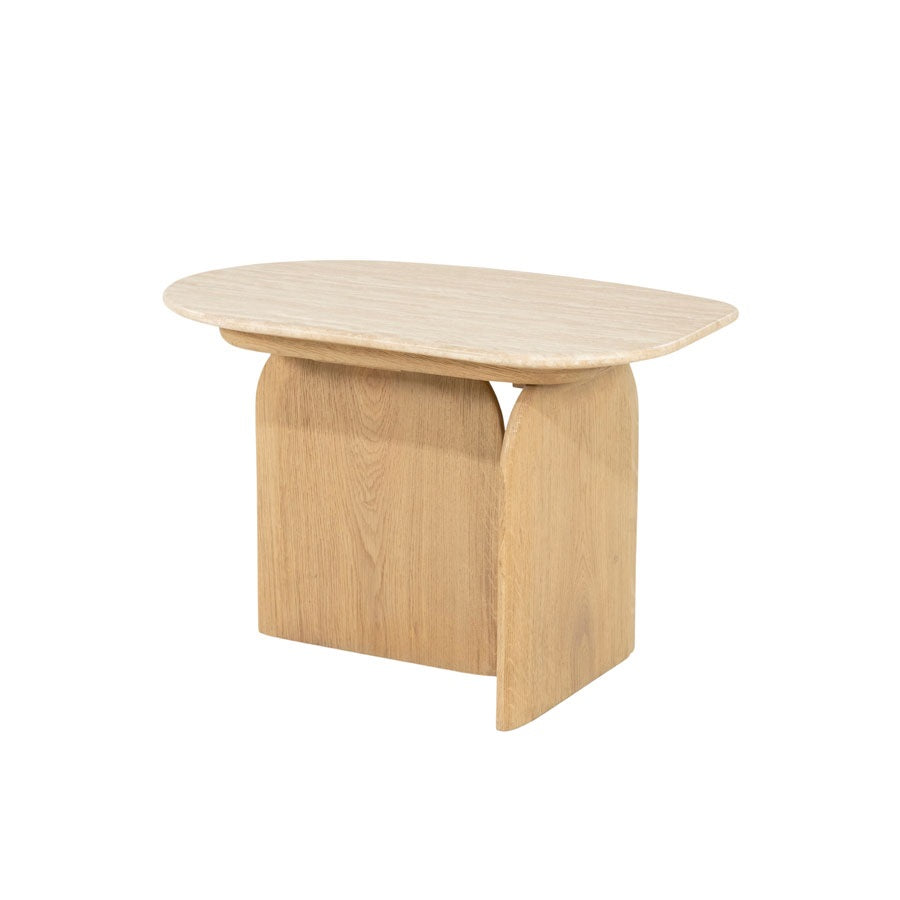 Der elegante Beistelltisch vereint natürliche Materialien mit modernem Design und eignet sich perfekt für stilvolle Hotelzimmer,
