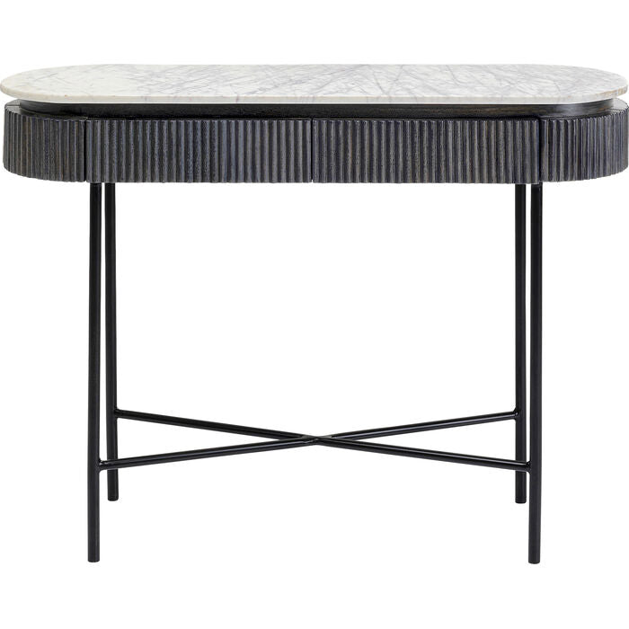 Design-Flurkonsole „Amore Oval Marble“ – Grafische Eleganz in Marmor & Dunkelgrau