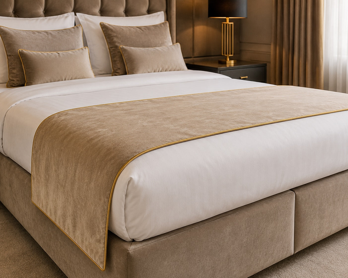 Luxuriöse Bettläufer und Bettdekorationen für Hotels, Boutiquehotels, Chalets und exklusive Schlafzimmer. Hochwertige Bettläufer aus Samt