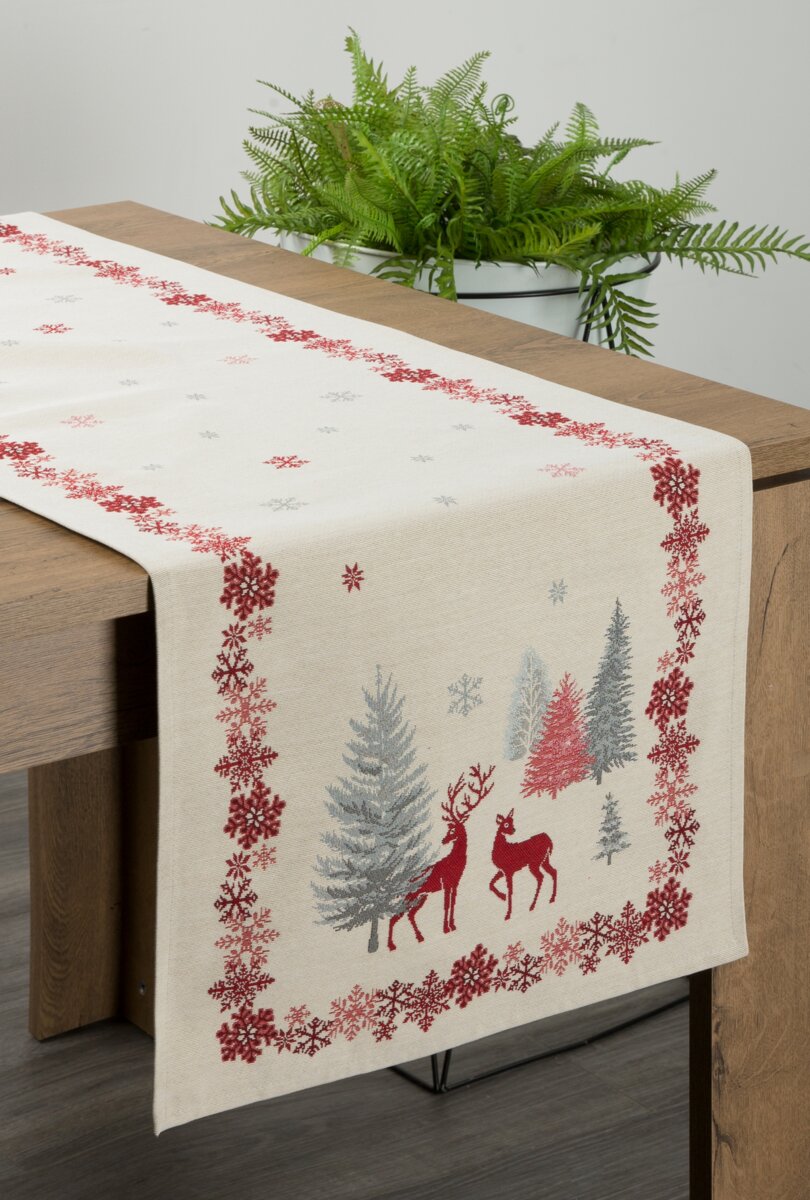 Creme-Roter Tischläufer 45 x 140 cm – für Hotels & Gastronomie