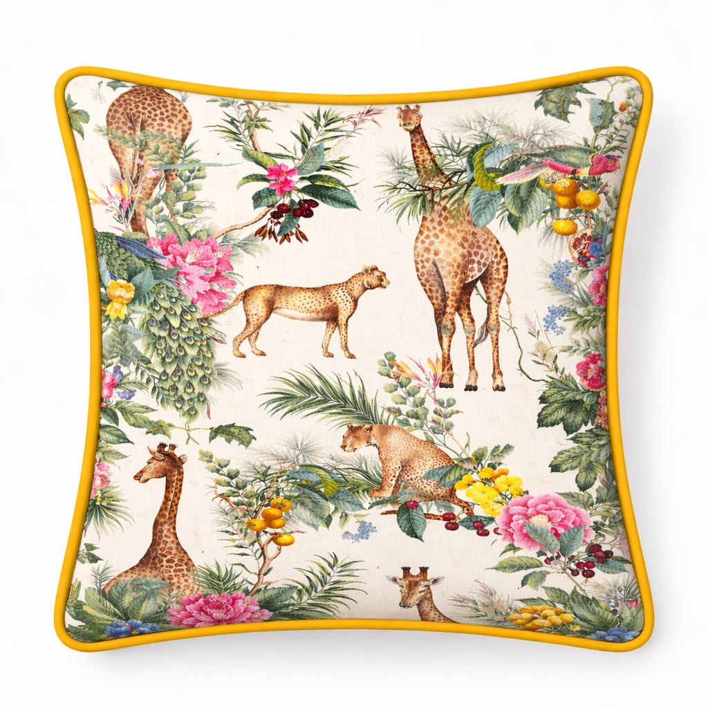 Design-Kissen „Safari Garden“ – Samtkissen 45x45 cm mit exotischem Motiv