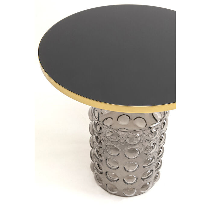 Art Glass Table – Skulpturaler Beistelltisch in Grau, Schwarz & Gold