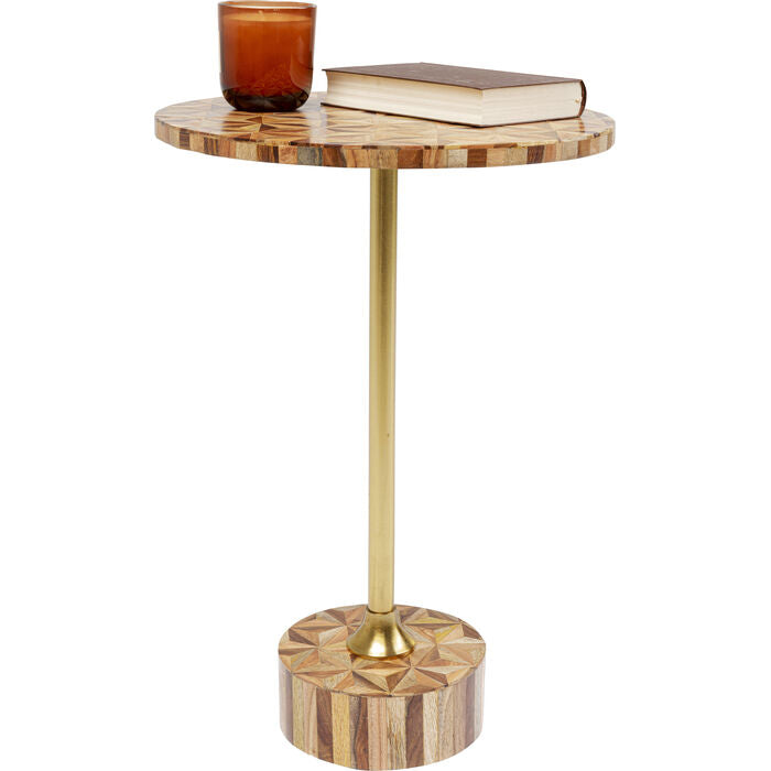 Design-Beistelltisch „Lucky Gold“ – Exklusive Intarsienoptik in Braun & Gold
