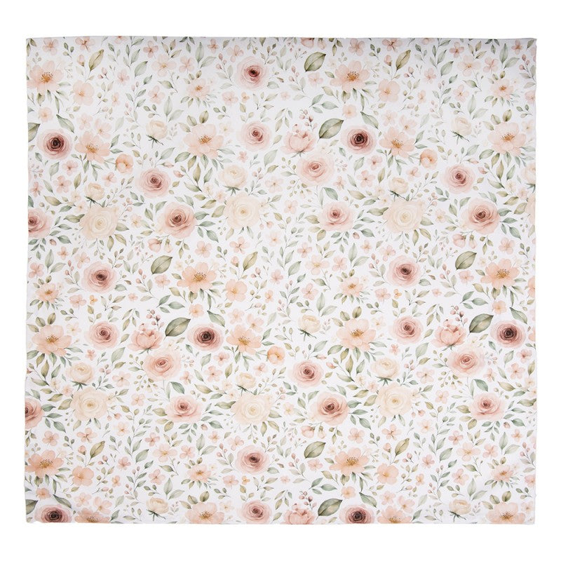 Beige Baumwoll-Tischdecke mit floralem Blumenmuster für elegante Hotel- und Gastronomie-Tischdekoration.