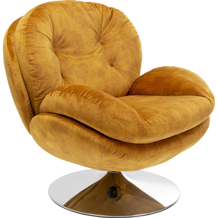 Drehsessel „Jackys - Dream“ – Samt-Lounge-Sessel in Bernstein Gelb
