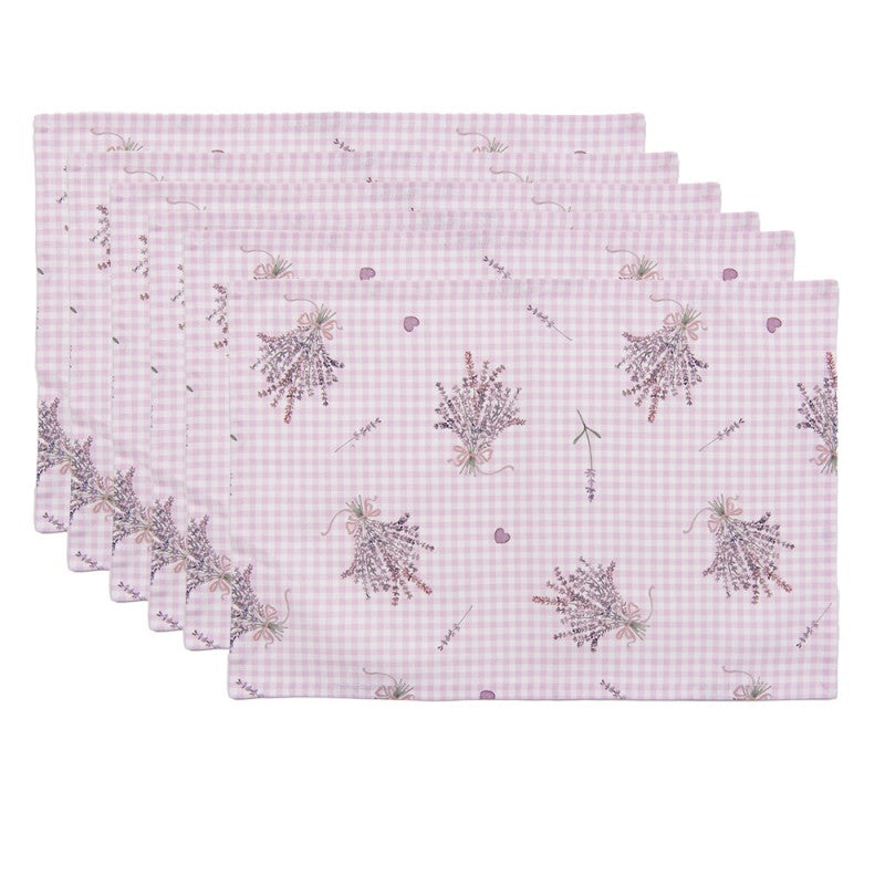 Hotel Interior Platzsets 6er-Set, 48 x 33 cm, Weiß-Lila, Baumwolle, LavendelMuster