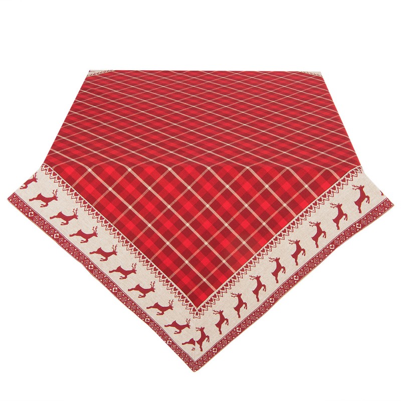 Rote & Beige Baumwoll-Tischdecke 100 x 100 cm – festliche Tischkultur für Hotels & Gastronomie