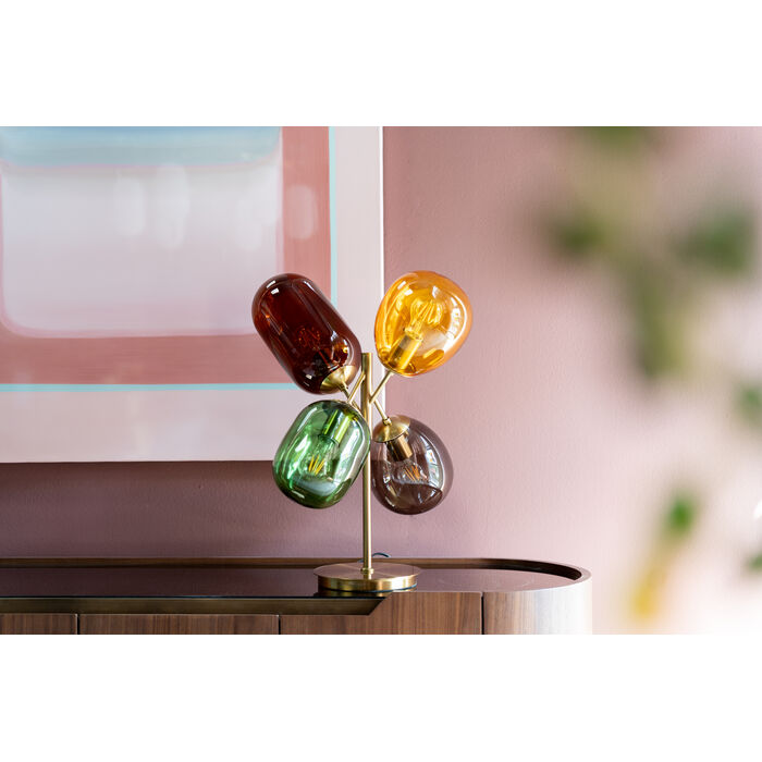 Bloom Kugel – Skulpturale Tischlampe mit Farbglas für stilvolle Räume