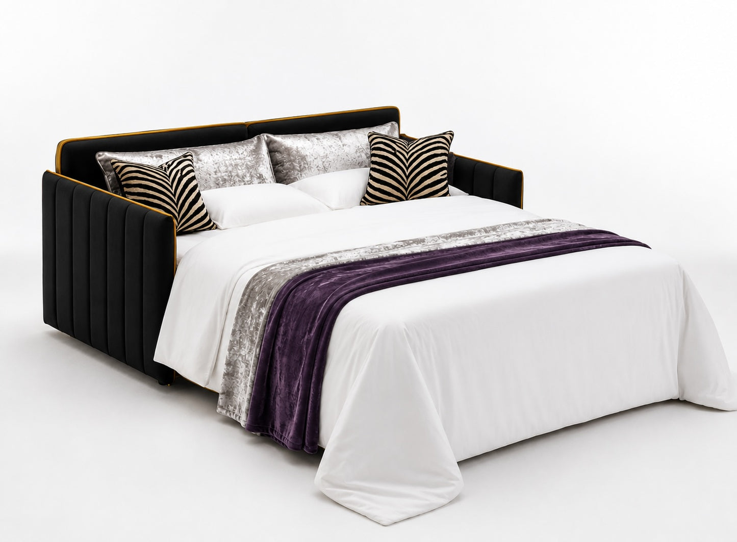 Dieses hochwertige Hotel-Schlafsofa in modernem Design vereint zeitlose Eleganz mit maximalem Komfort und geprüfter Sicherheit.