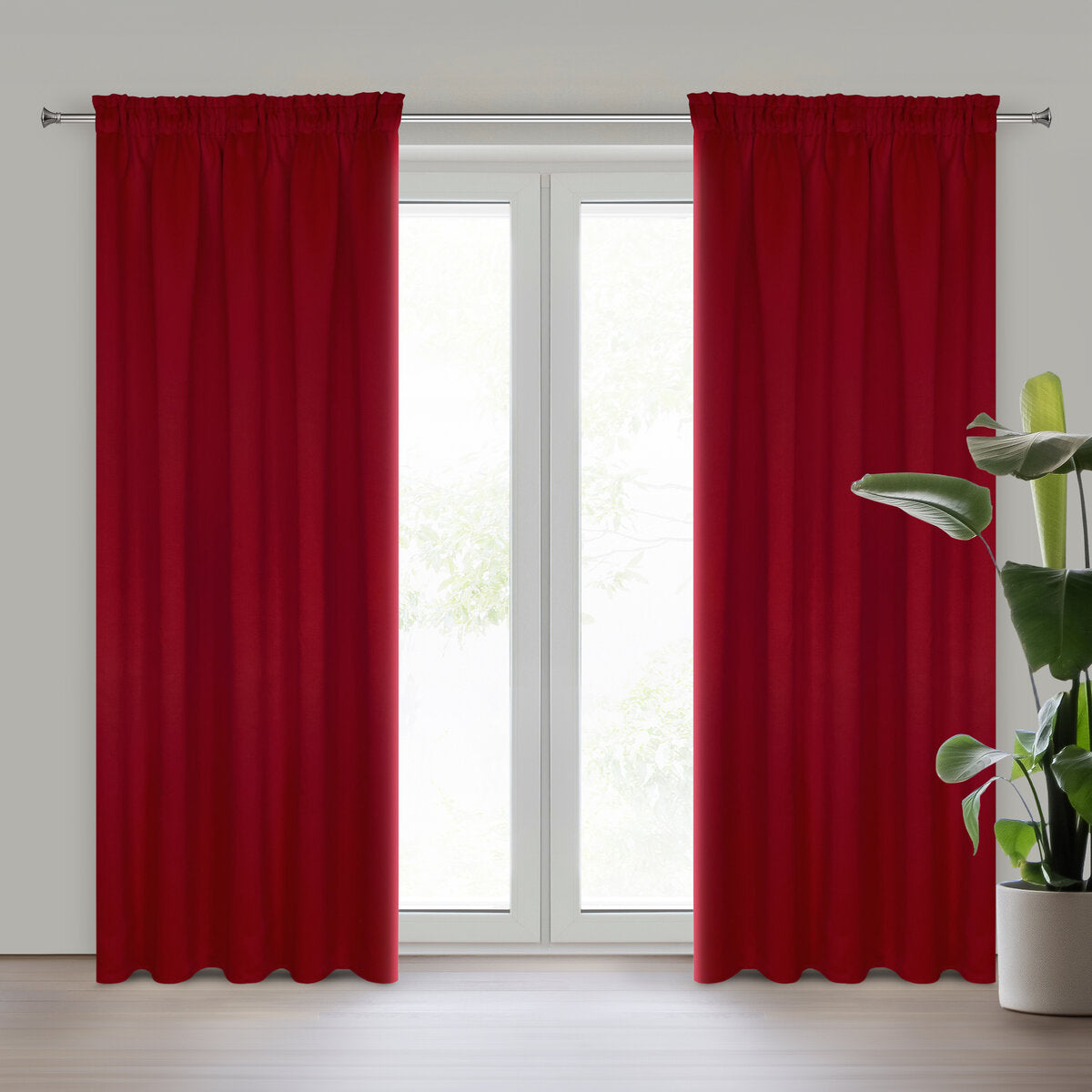 Blackout Gardine in Rot – elegante Verdunkelungsstoffe für Hotels, Schlafzimmer, Apartments und stilvolle Wohnräume.