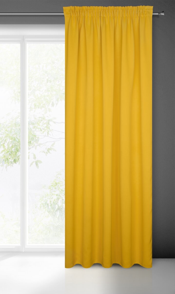 Blackout Gardine in Gelb – elegante Verdunkelungsstoffe für Hotels, Schlafzimmer, Apartments und stilvolle Wohnräume.