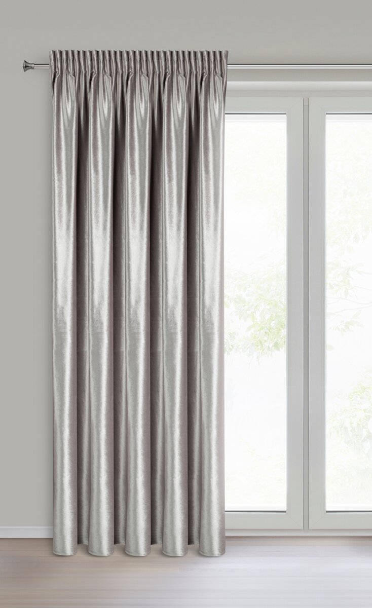 Exklusive Fertigvorhänge in der Farbe (stahlgrau-silber) – moderne und elegante Fensterdekoration für Hotels, Apartments, Gastronomie und stilvolle Wohnräume.