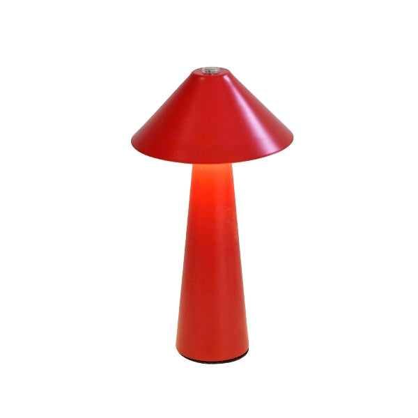 LED Tischleuchte Pilz in Rot – dimmbar und kabellos