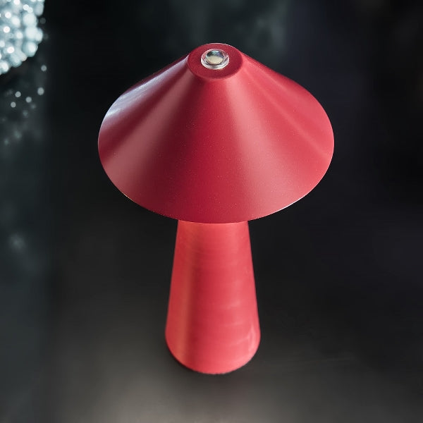 LED Tischleuchte Pilz in Rot – dimmbar und kabellos