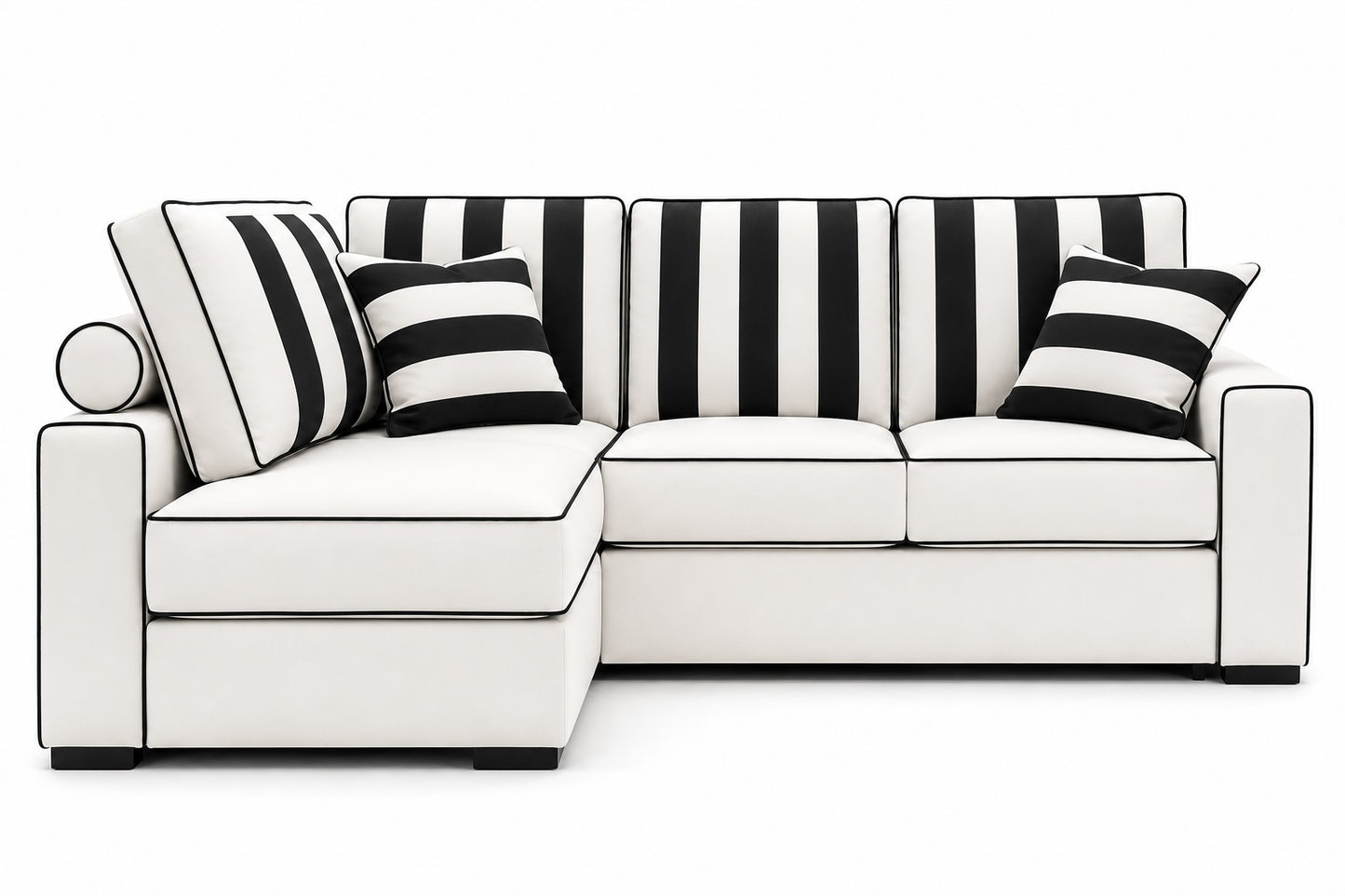 Hotel-Schlafsofa mit eleganter Ecklösung in Schwarz Weiss – Stil &amp; Funktionalität für höchste Ansprüche.