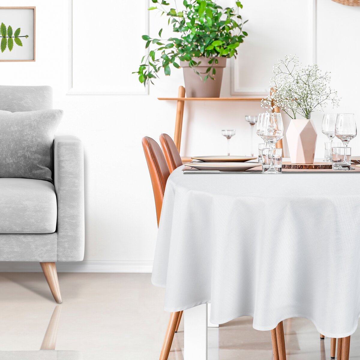 Schmutzabweisend Runde weiße Tischdecke Ø 150 cm – klassische Eleganz für Hotels & Gastronomie