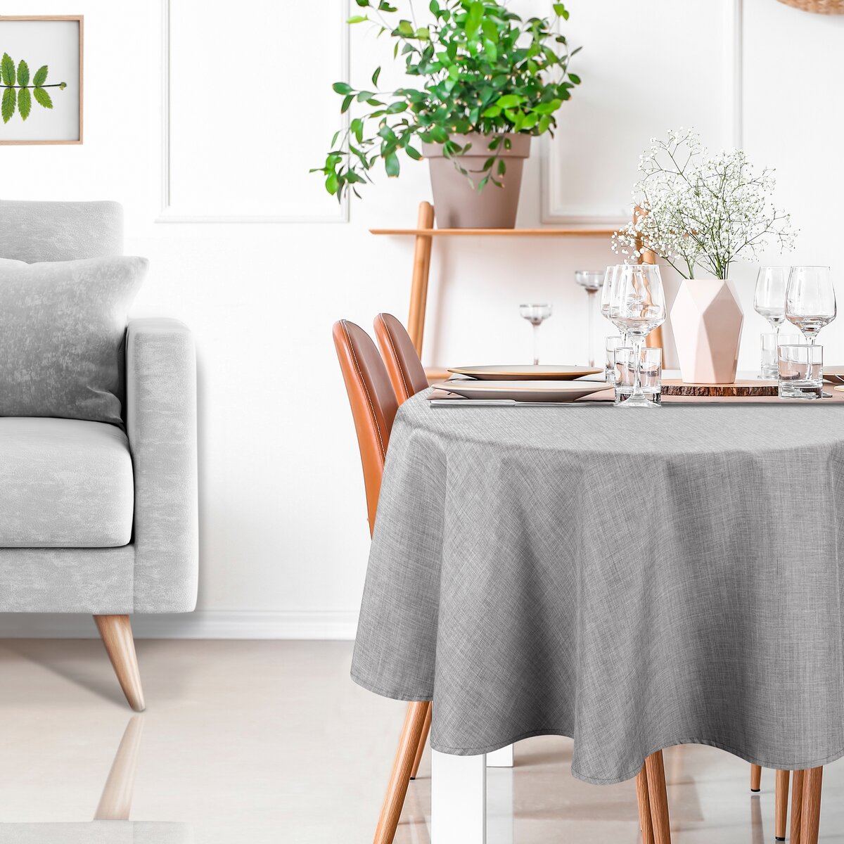 Schmutzsabweisende - Runde stahlgraue Tischdecke Ø 150 cm – moderne Eleganz für Hotels & Gastronomie